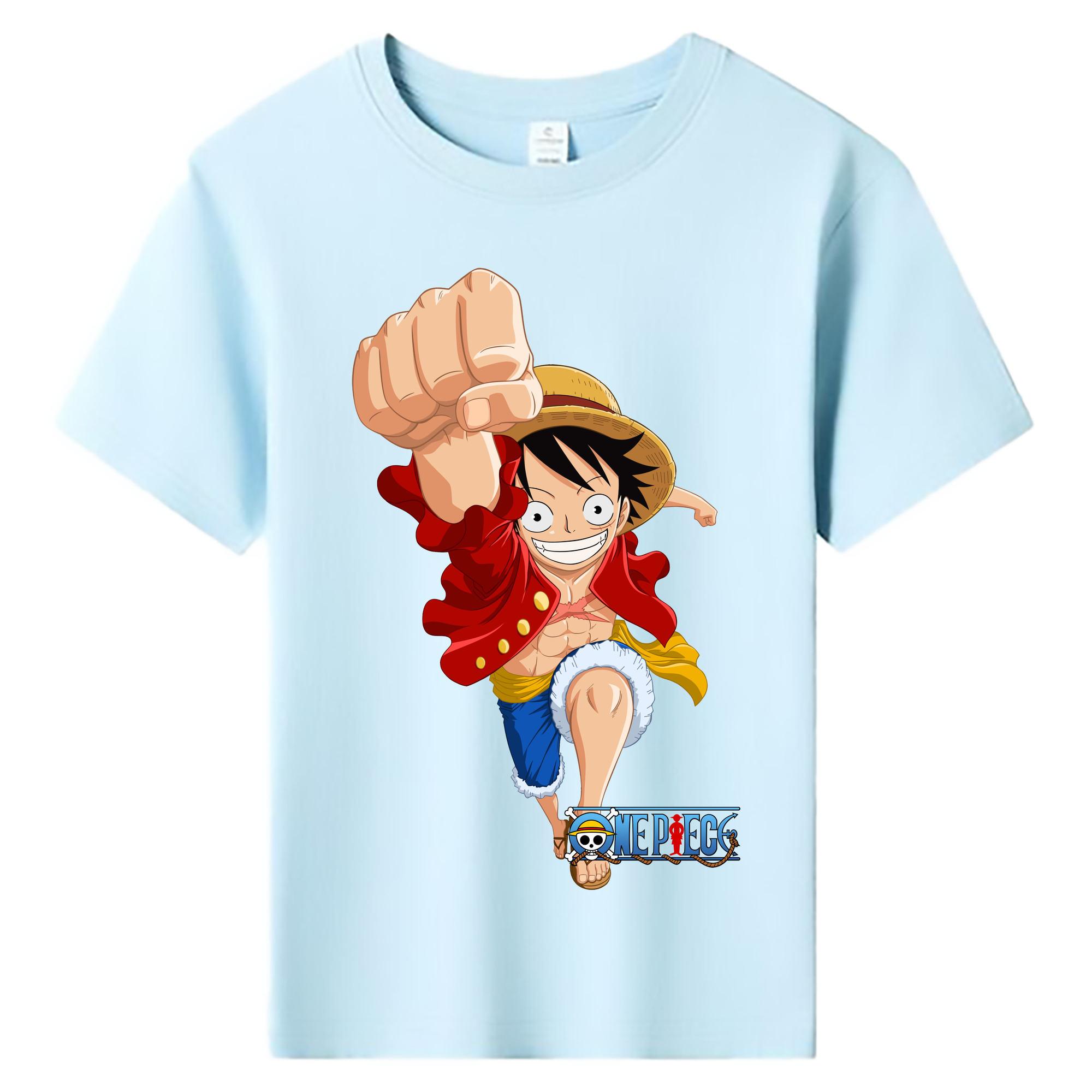 ワンピース モンキー・D・ルフィ ONE PIECE Monkey D. Luffy 綿100％キッズTシャツ（フロントプリント）